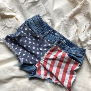 Blue ,Red ,and White short jean shorts for kids